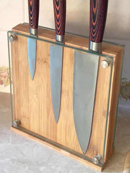 simple pine and acrylic knife box