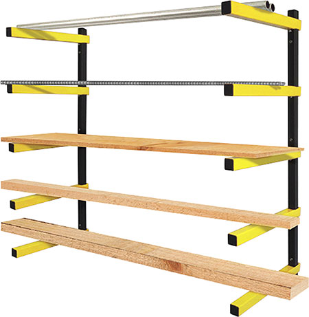 Tough durable rack solutions for storing wood, plastics, metal and workshop equipment
