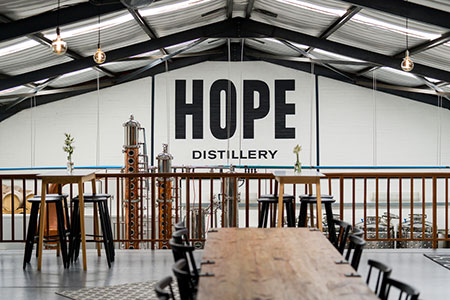 Hope Distillery have an experiential tasting room that offers a real up-close-and-personal taste of the brand. 