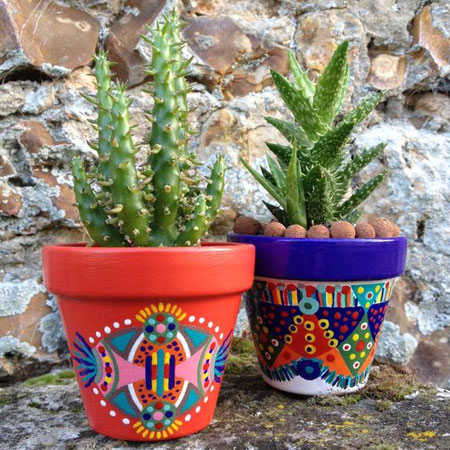 colourful flower pots
