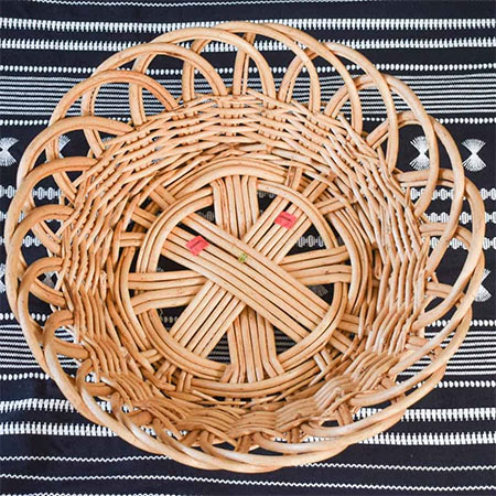 rattan basket as mirror frame