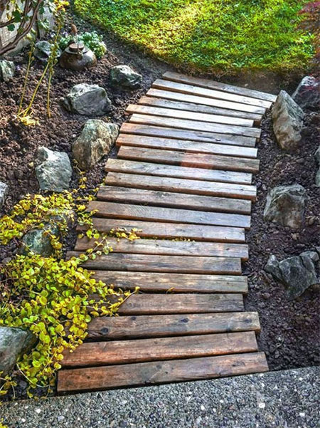 reclaimed pallet wood path
