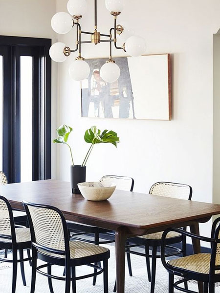modern lighting in dining room