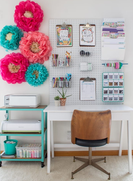 pegboard wall storage for home office