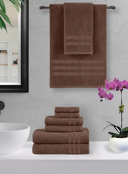 brown towels for warm bathroom