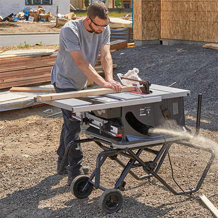 The SawStop Jobsite Saw offers convenience, versatility and mobility with cutting-edge Flesh Detection technology