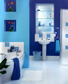 Mosaic tiles are an affordable way to spruce up a boring white bathroom