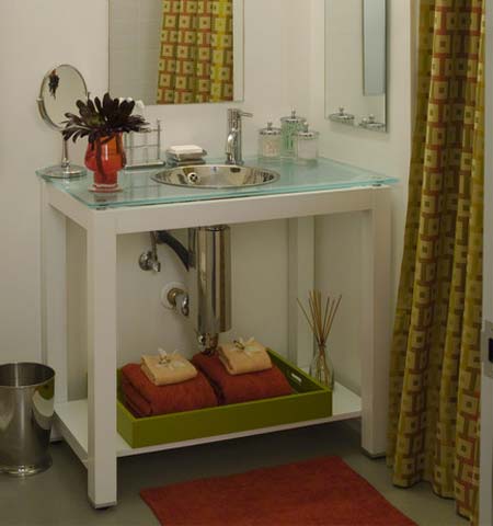 Install your own glass-topped vanity unit 