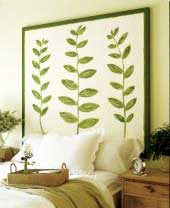 DIY artwork now adorns the walls of this bedroom