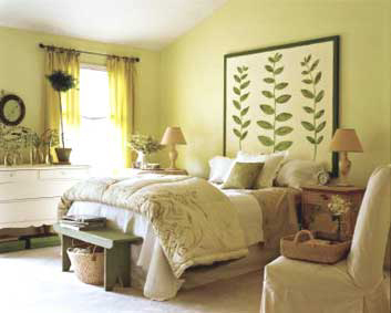 A plain bedroom has been transformed with colour and texture