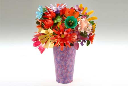 Upcycled plastic bottle flowers 