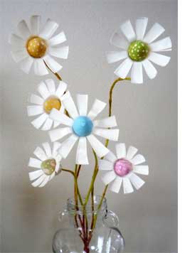 Upcycled plastic bottle flowers