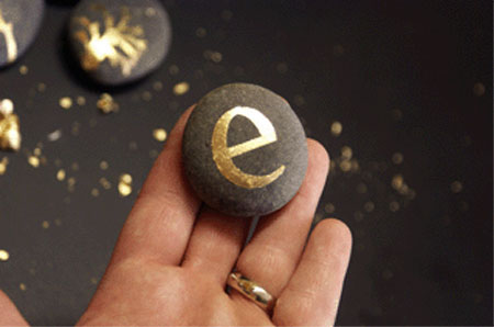 Pebbles with gold leaf design