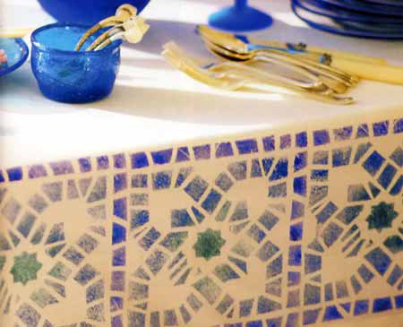 Mosaic tablecloth for entertaining in the garden