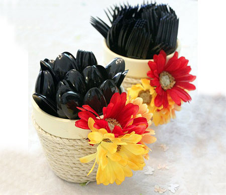 Clay pot cutlery holders