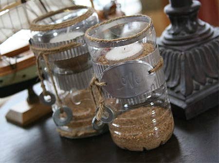 recycle plastic bottles into candle votive holders