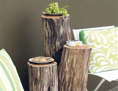 So many ways to recycle wood into tree stump tables