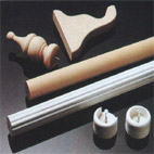 Wooden poles are available unfinished or in several finishes. For a window treatment, finials are attached to the ends of the pole, and wooden brackets are used for mounting the pole