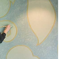 large scale pattern wall design stencil paint technique