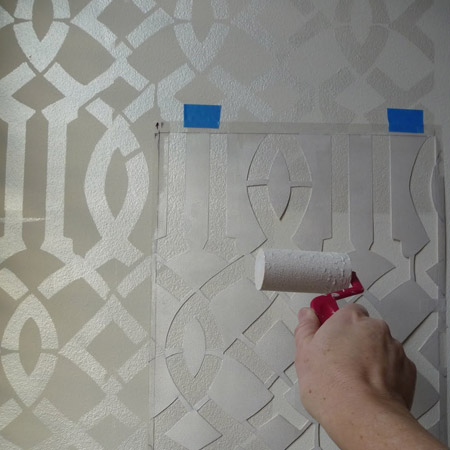 Why buy wallpaper when you can stencil a metallic design