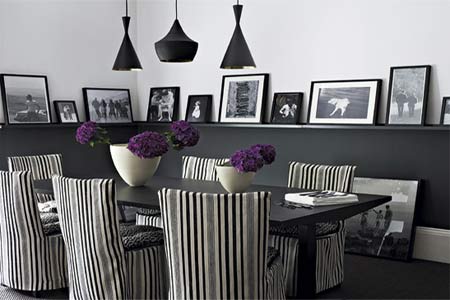 Colourful dining room ideas black and white