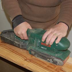 Using a belt sander