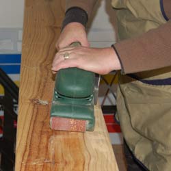 Using a belt sander