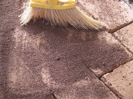 Clay brick floors lay sand