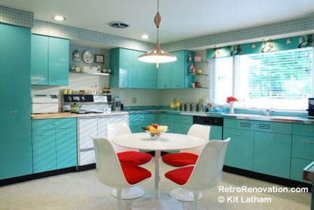 colourful teal / aqua kitchen renovation