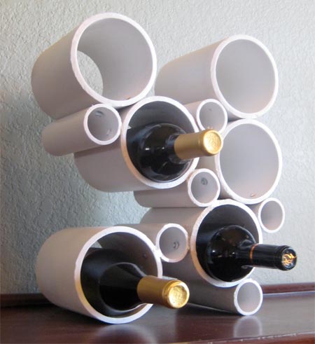 Make a wine rack from PVC pipes