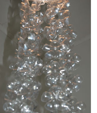 Chandelier made of plastic bottles