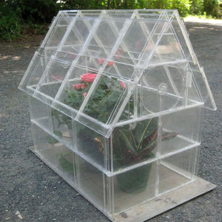 greenhouse with cd cases 