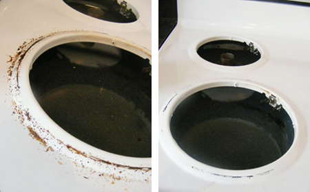 remove old grease from stove top