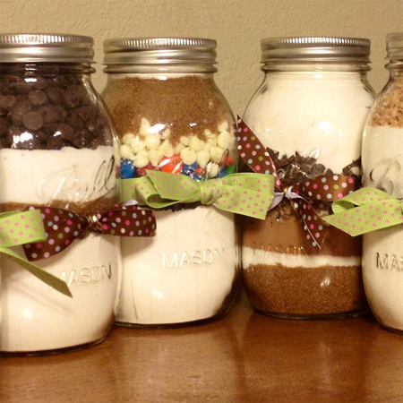 mason jar ideas filled with cookie mix