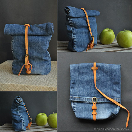 fabric crochet denim bag