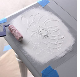 Painted table with stencil design