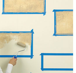 Stacked stone wall with paint 