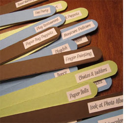 Rainy day activity sticks