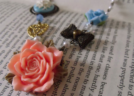 Clay rose necklace