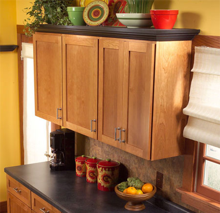 Make a shelf for top of cabinets
