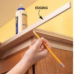 Make a shelf for top of cabinets