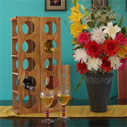 Wine rack with faux wood grain finish