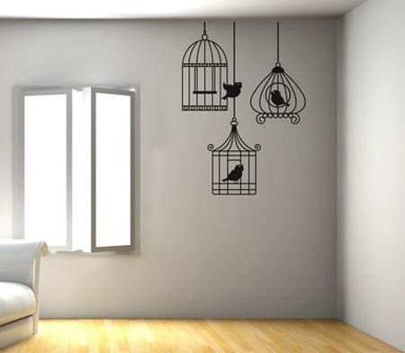 wall stencil bird cage