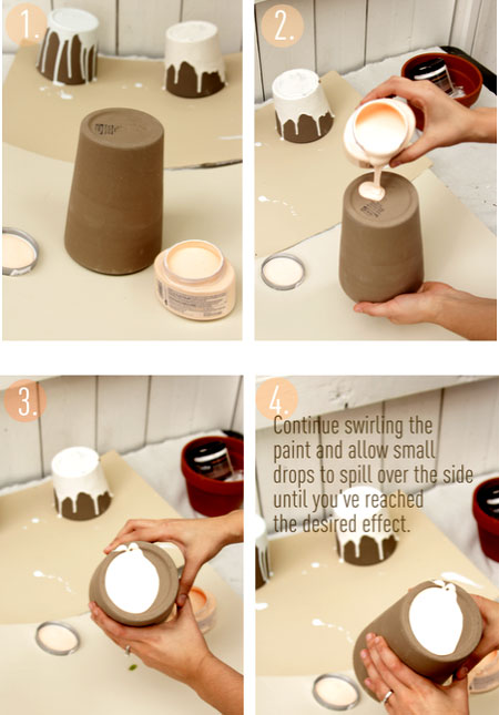 Paint dipped plant pots