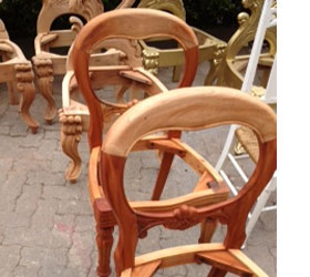 Distress and upholster dining chairs