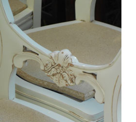 Distress and upholster dining chairs