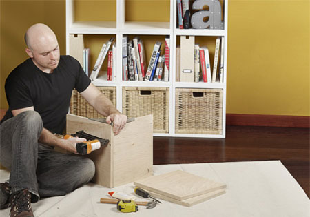 Make furniture with boxes or cubes