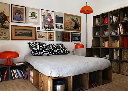 Make furniture with boxes or cubes 