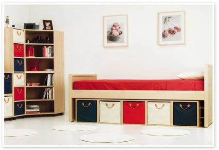 Make furniture with boxes or cubes 