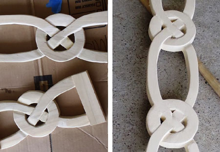 decorative detail on console table